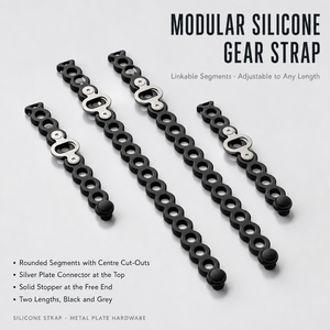 <b>Silicone</b> Modular Gear Strap Adjustable Tie Down with Holes and Stud for Outdoor Equipment Bundling Custom OEM ODM Wholesale Use - Product Image 1