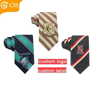 Gravata listrada uniforme para pescoço, de qualidade, escola, fabricantes, logotipo personalizado