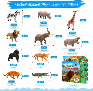 Mainan figur hewan dengan buku suara 10 buah tokoh hewan hutan realistis dan buku hewan Safari dengan 10 tombol - Product Image 6