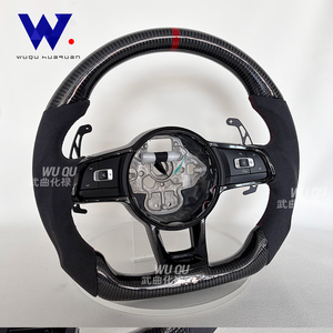 Volante Personalizado de Fibra de Carbono Genuina con Revestimiento de Gamuza para <span class=keywords><strong>Volkswagen</strong></span> Golf 5 6 7 R MK5 MK6 MK7 MK7 GTI Polo Passat CC, Ajuste Perfecto - Product Image 4