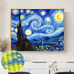 Toptan tam elmas 5D DIY elmas boyama ev dekorasyon mozaik duvar dekorasyon Van Gogh yıldızlı gökyüzü elmas boyama