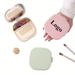 Custom Logo Printed Portable Multi-Functional Plastic Makeup Mirror with Cover Divided Drawer Comb Type Household - Product Image 1