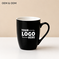 Tasses à café en céramique bistro avec logo personnalisé imprimé, gravure au laser, décalcomanie, couleur noire et blanche, finition mate et brillante