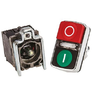 Interruptor de Botón Pulsador de Doble Cabezal 1NO 1NC 24V IP67 IP66 22mm - Product Image 4