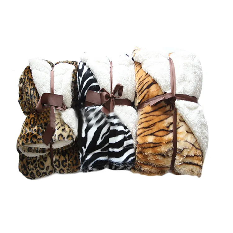 Wholesale Faux Fur Blankets Tiger Zebra Flannel Fleece Sherpa Blankets