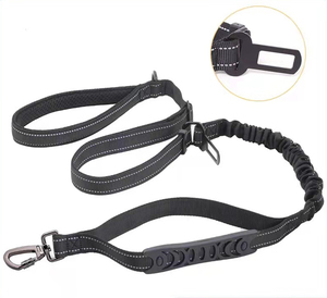 Kingtale Pet Supplies 4 en 1 Heavy Duty Dog Lead con cinturón de seguridad de <span class=keywords><strong>coche</strong></span> y mango acolchado suave reflectante Big Dog Leash Bungee - Product Image 1