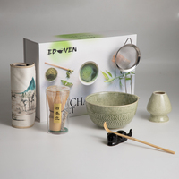 Lot de 7 accessoires de cérémonie pour bol à matcha avec logo personnalisé, fouet japonais en bambou organique, ensemble d'outils pour le thé et le café avec bec verseur