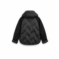 Blouson Bomber Long en Laine Épissée pour Femme - Manteau d'Hiver Chaud Hybride Multi-Matériaux Noir Matelassé Rembourré Parka Quotidien avec Logo Personnalisé CHAUFFANT