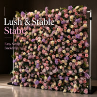 Décor mural floral 5D en acier inoxydable BBGS pour fleurs artificielles roses et violettes, accessoires décoratifs de mariage, style luxe léger