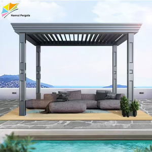 Pergola autoportante rétractable en aluminium avec toit ouvrant réglable et télécommande <span class=keywords><strong>pour</strong></span> terrasse - Product Image 1