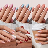 BTARTBOX – Kit de faux ongles de haute qualité, en gros, courts, en gel souple, amande, couleur nude unie, à presser, en vrac