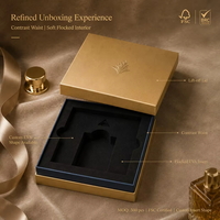 Boîte rigide en EVA gaufrée or mat avec base et couvercle, OEM ODM, FSC BRC FDA, emballage cadeau de luxe pour parfum, MOQ500