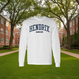 T-Shirt a Maniche Lunghe Premium Stile Universitario Hendrix Oklahoma College, Blu - Prodotto Promozionale - Product Image 3