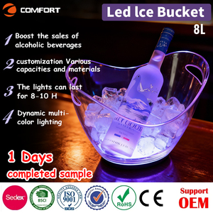 Chất lượng cao KTV Bar Đảng hình dạng hình bầu dục <span class=keywords><strong>LED</strong></span> sang trọng nhấp nháy rượu Vodka Whisky rượu sâm banh Xô Nhựa Acrylic Xô đá - Product Image 1