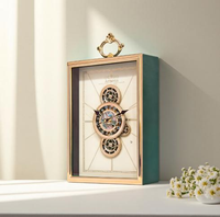Horloge de table de luxe silencieuse avec cadran transparent, horloge décorative vintage pour le salon