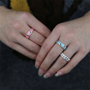 แหวนแฟชั่นลายตาแมว สแตนเลสสตีล ชุบทอง 18K  แหวนเคลือบสีลายตาแมว - Product Image 4