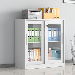 2 armoires de classement métalliques à portes coulissantes en verre, armoires de <span class=keywords><strong>bureau</strong></span>, armoires de rangement en acier avec serrures pour bureaux, écoles, hôpitaux, gymnases - Product Image 2