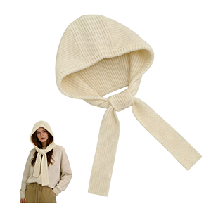 Bonnet d'hiver chaud et coupe-vent en 100 % laine côtelée unie avec cache-oreilles et sangle à nouer pour femme LIBO, idéal pour les activités de plein air - Product Image 1