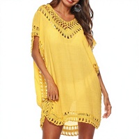 Nouvelle Robe de Plage pour Femme, Style Cache-Cœur, Crochetée à la Main, Patchwork, Évidée, Coupe Ample, En Stock, Livraison Rapide