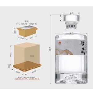 Bouteille en verre personnalisée moderne pour boissons alcoolisées, conteneur de 200 ml, bouteille de vin carrée empilable pour la <span class=keywords><strong>vodka</strong></span> - Product Image 2