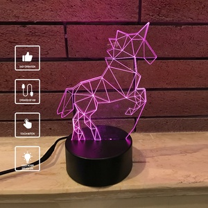 tangible interruptor personalizado 3D ilusión <span class=keywords><strong>unicornio</strong></span> del escritorio del LED noche de la tabla luz lámpara para regalo de bebé - Product Image 1