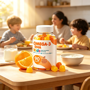 วิตามินกัมมี่โอเมก้า 3 สำหรับเด็ก สูตรวีแกน ปราศจาก GMO แบรนด์ส่วนตัว เสริมด้วย DHA EPA และวิตามินซี เพื่อเสริมสร้างภูมิคุ้มกันและบำรุงสายตา บรรจุ 90 เม็ด ขั้นต่ำสั่งซื้อ 50 กล่อง - Product Image 5