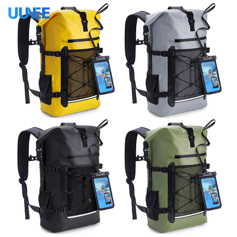 Factory Wholesale 30L Hasp Closure Heavy Duty PVC Dry Bag Front Zipper Pocket UUNEE Camping Waterproof Fashion Backpack Unisex