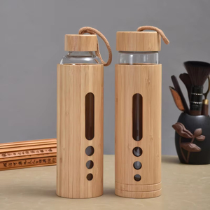 Wholesale Simple Modern Style, Bamboo Shell Heat Resistant High Borosilicate Glass With Bamboo Handle Cover Glass Water Bottle/ - Product Image 5