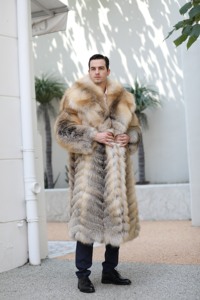 Manteau long d'hiver pour <span class=keywords><strong>homme</strong></span>, <span class=keywords><strong>fourrure</strong></span> de renard véritable Golden Island Fox - Product Image 3