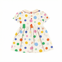 Robe d'été décontractée en coton doux à pois avec col Peter et manches bouffantes pour filles, personnalisable, vente en gros du fabricant Puresun