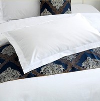Taie d'oreiller de luxe en coton rayé avec broderie, tailles King et Queen, douce, en lin et soie, pour hôtel