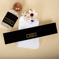 Logo de marque personnalisé or estampage à chaud velours tissu noir flocage autocollant adhésif pour bougies, parfums, parfums cosmétiques