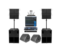 Sistema de Sonido Profesional para Exteriores con Altavoces de 10 Pulgadas, Salida Estéreo de 300W y Caja de Madera
