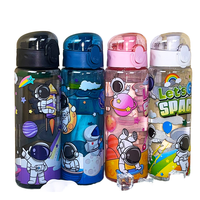 Bouteille en plastique avec paille, sans BPA, écologique, motif dessin animé créatif pour enfants, nouveau design, pour la maison, l'école, le camping et la randonnée