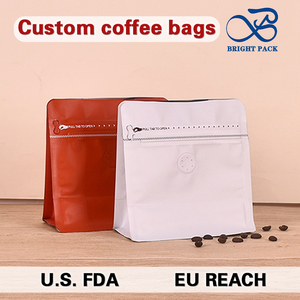 定制立式咖啡袋单向排气阀可重复密封拉链凹版印刷食品级保鲜散装包装 - Product Image 1