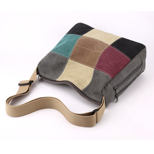 New Women's Retro Shoulder <b>Bag</b> <b>Large</b> Capacity Casual Fashion Color Contrast <b>Canvas</b> <b>Bag</b> With Classic Diagonal Handbag - Product Image 5