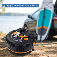 ABS Rechargeable 2-in-1 Electric Tire Inflator Air Pump Digital Pressure Gauge High Volume Automatic Shut-Off Camping Inflation