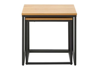 [BeNK] Ensemble de 2 tables d'appoint contemporaines décoratives multifonctions faciles à nettoyer, forme carrée, en bois de chêne clair, très vendues
