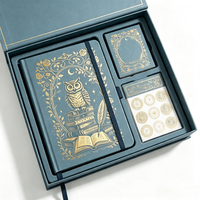 Carnet de notes A5 en cuir PU rigide avec logo personnalisé, motif hibou doré vintage, idéal comme cadeau