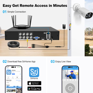 <span class=keywords><strong>SriHome</strong></span> NVS008-AHD006 Sistema de Cámaras de Seguridad NVR XVR HD de 2MP y 8 Canales con Sensor CMOS, Cámaras IP Inalámbricas H.265 - Product Image 5