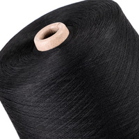 Fil recyclé polyester/coton noir certifié GRS TC Green de haute qualité, filé à l'anneau, 65 tours/m, Nm32