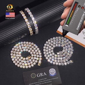 <strong>USA</strong> Stocks 6.5mm D Color VVS Moissanite Tennis Chain Necklace 925 Sterling Silver Iced Out Hip Hop <strong>Jewelry</strong> - Product Image 1