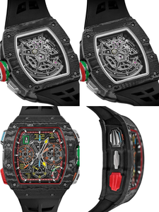 Venta directa de fábrica, reloj cronógrafo de titanio con caja de fibra de carbono 65-01, reloj mecánico automático para hombre de oro rosa de 18k, correa de caucho - Product Image 6