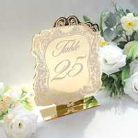 Numéros de table de mariage miroir doré avec support en acrylique de luxe Signalisation de mariage de forme irrégulière pour décoration de table