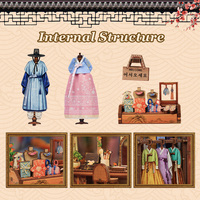 Kit de bricolage CuteBee CWGC224 Lotus Hall Hanbok Studio, maison miniature de style coréen, puzzle en bois 3D pour adultes