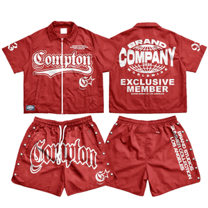 Ensemble deux pièces streetwear léger pour homme : veste coupe-vent respirante à manches courtes et short, personnalisable par le fabricant OEM - Product Image 6