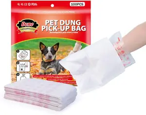 Dono 100pcs 개 똥 가방 일회용 쓰레기 봉투 픽업 화장실 가방 고양이 폐기물 야외 청소