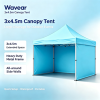 Tente de réception pliable Wavear 3x3m avec structure en acier résistante aux UV et tissu imperméable, idéale pour mariages et événements