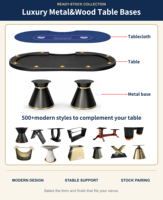 Table de poker Texas Casino ovale sur mesure à vendre, position du croupier incluse, tapis Blake et pieds en métal pour salle de jeux, club, hôtel