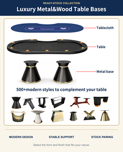 Mesa de Póker Texas Ovalada Personalizada para <span class=keywords><strong>Casino</strong></span>, con Posición de Dealer, Tapete Blake y Patas Metálicas, para Sala de Juegos, Club, <span class=keywords><strong>Hotel</strong></span> - Product Image 3
